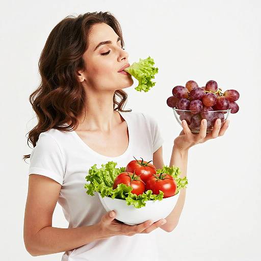 Woman Enjoying Fresh Healthy Vegetables and Fruit