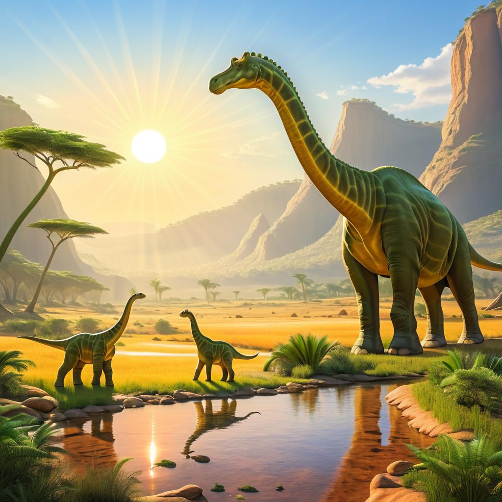 Vibrant Brachiosaurus in Prehistoric Landscape