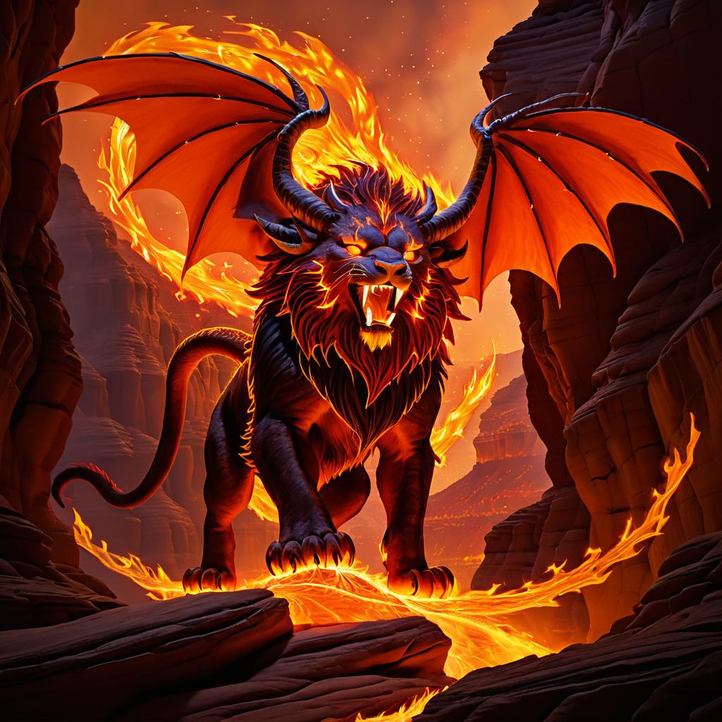 Manticore in Fiery Canyon Artwork