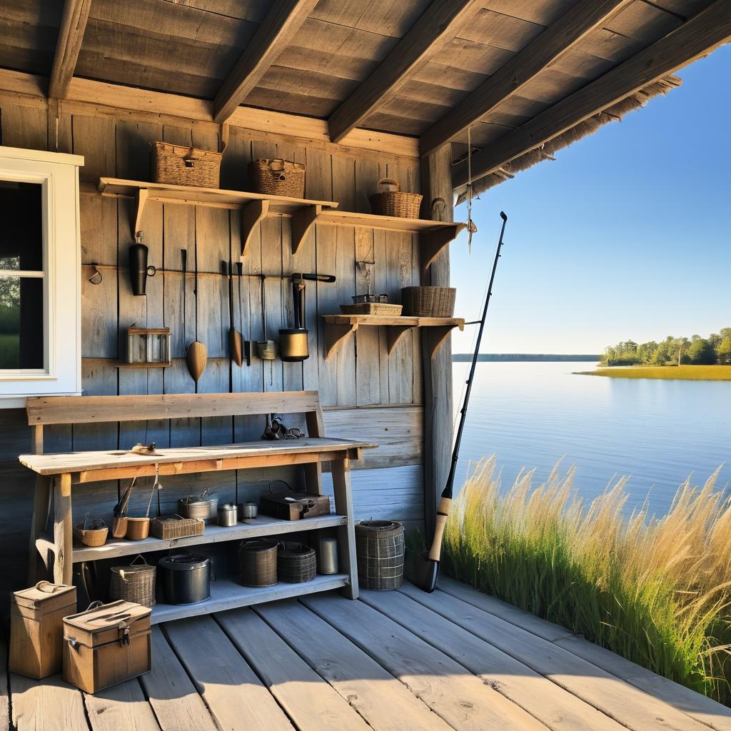 Dreamy Lakeside Cottage Porch Scene