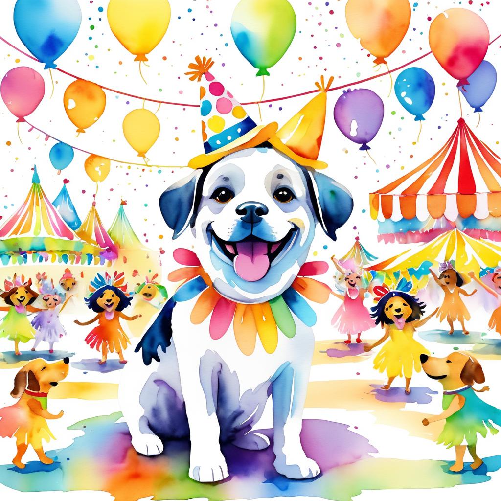 Playful Dog in Carnival Costume Fun