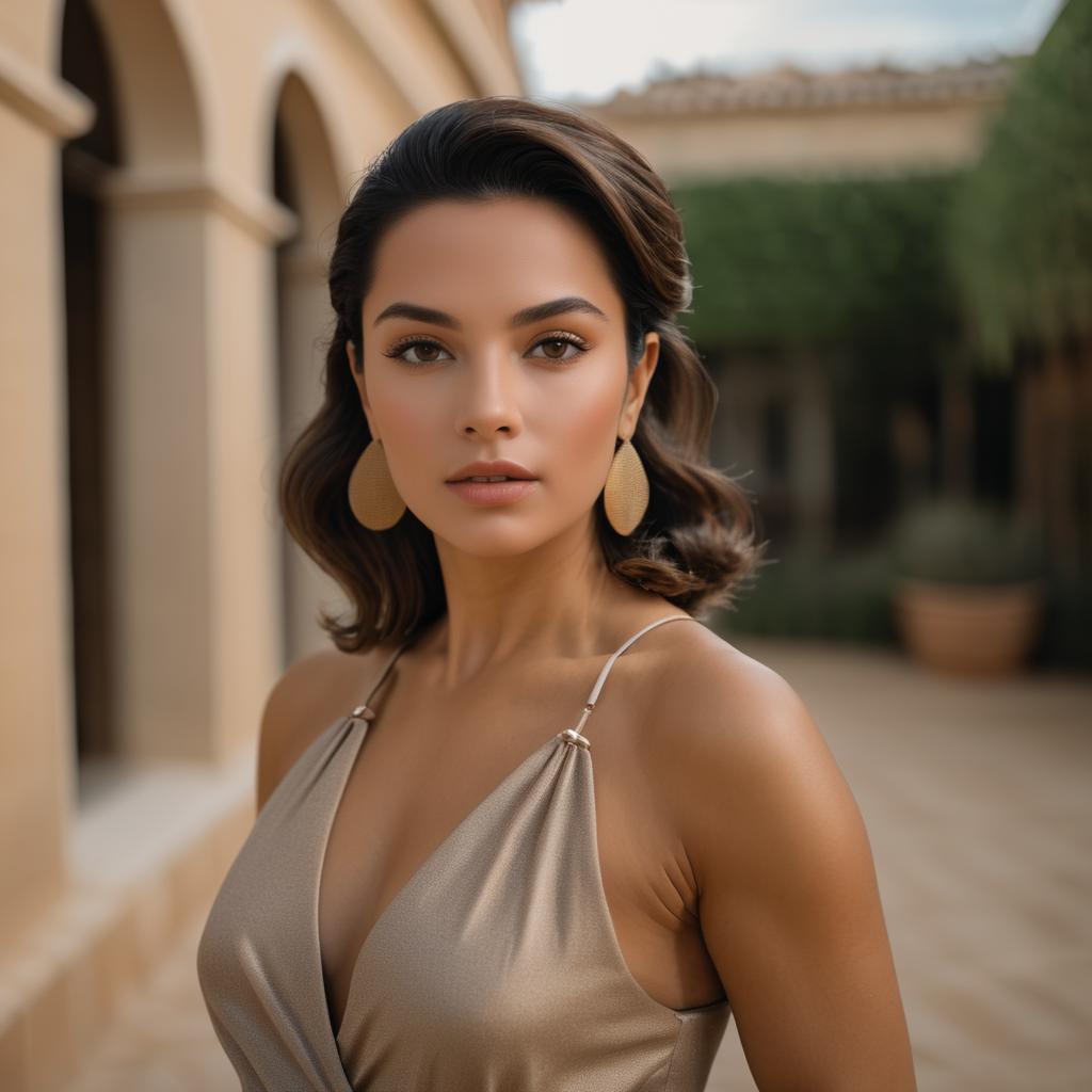 Elegant Earth-Toned Portrait of Latin Woman