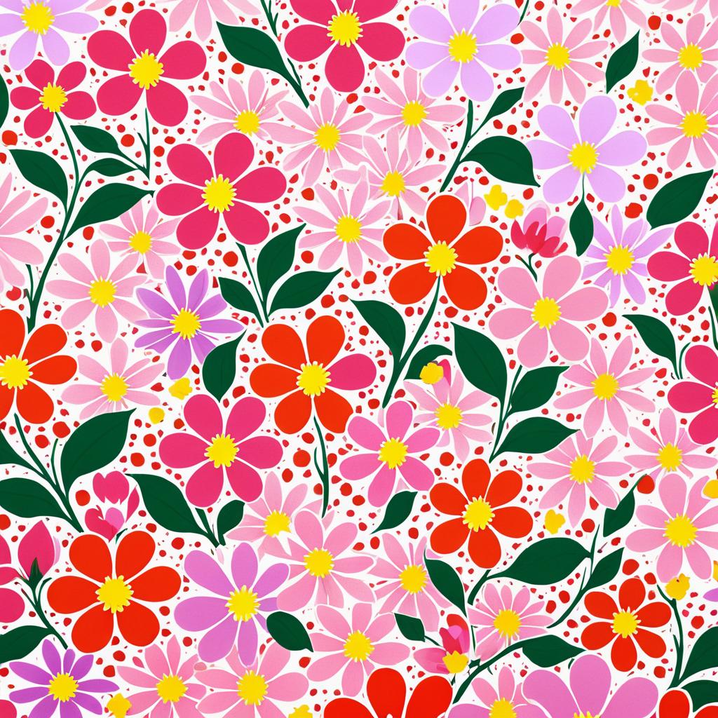 Vibrant Cherry Blossom Floral Illustration