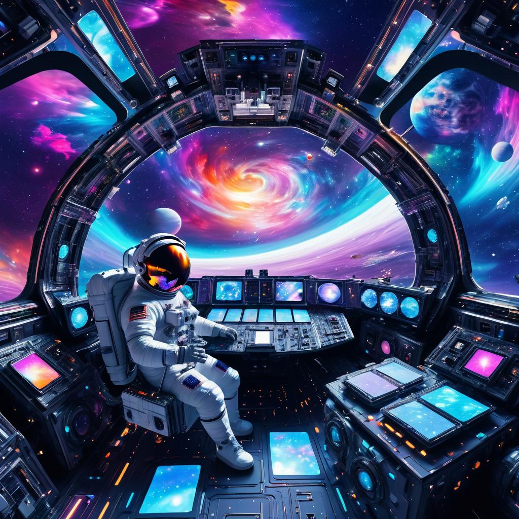 Astronaut in a Colorful Cosmic Voyage