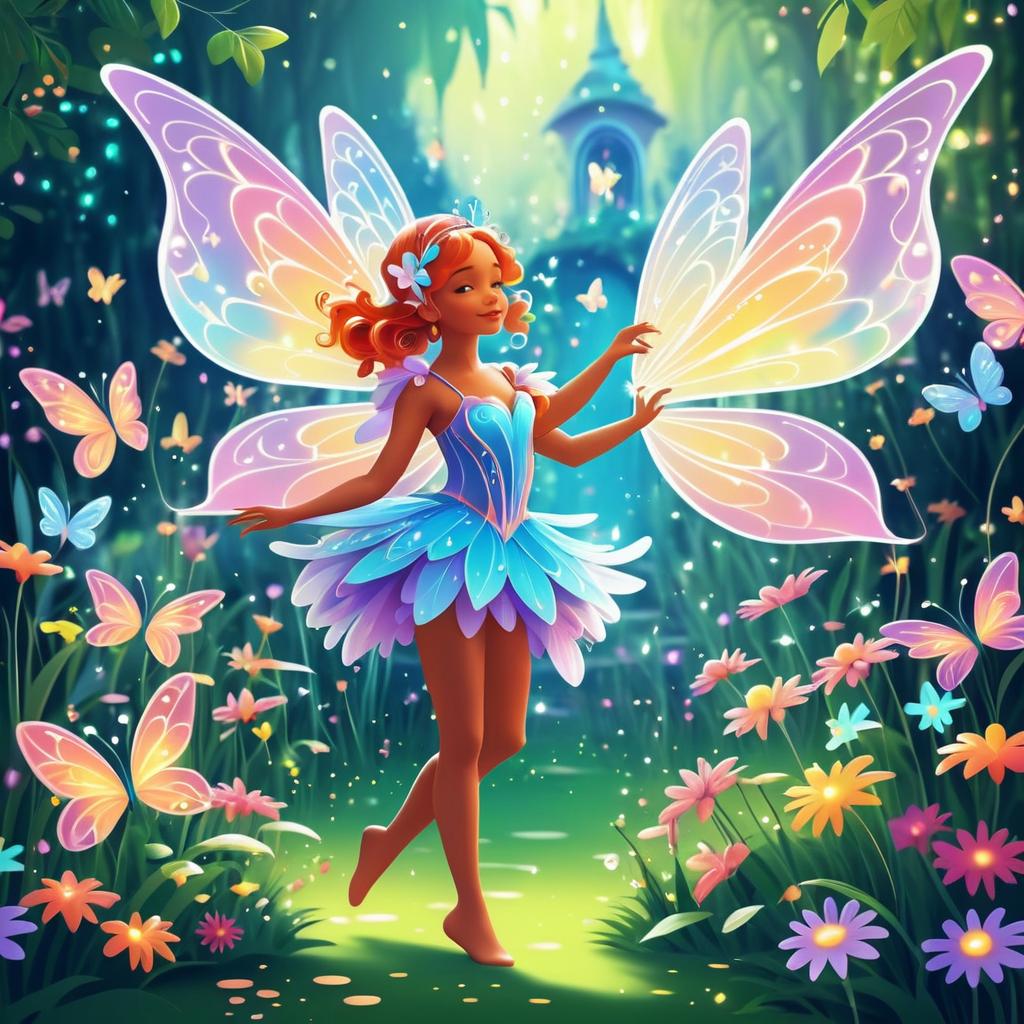 Whimsical Fairy Dancing in a Garden