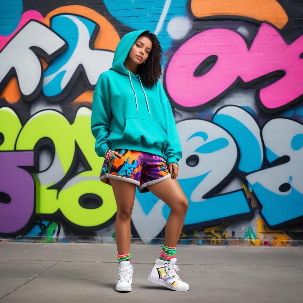 Vibrant Dancer with Graffiti Background