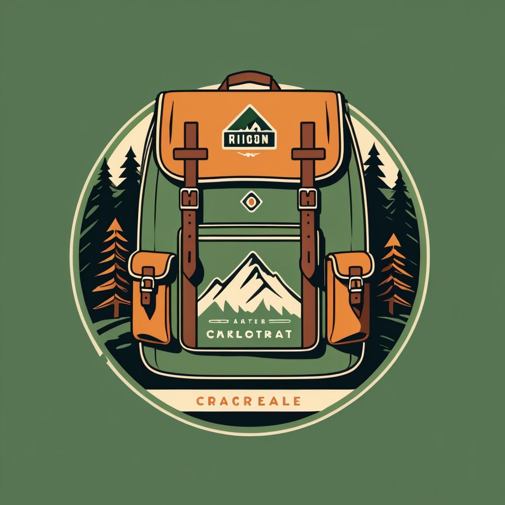 Vintage Hiking Backpack Outdoor Logo Design