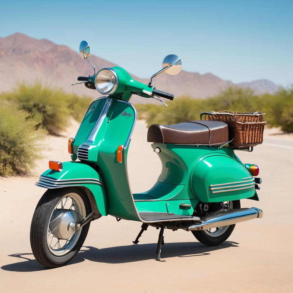 Vintage Moped on Desert Highway