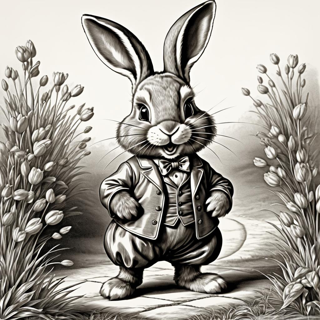 Charming Engraved Rabbit Portrait Artwork