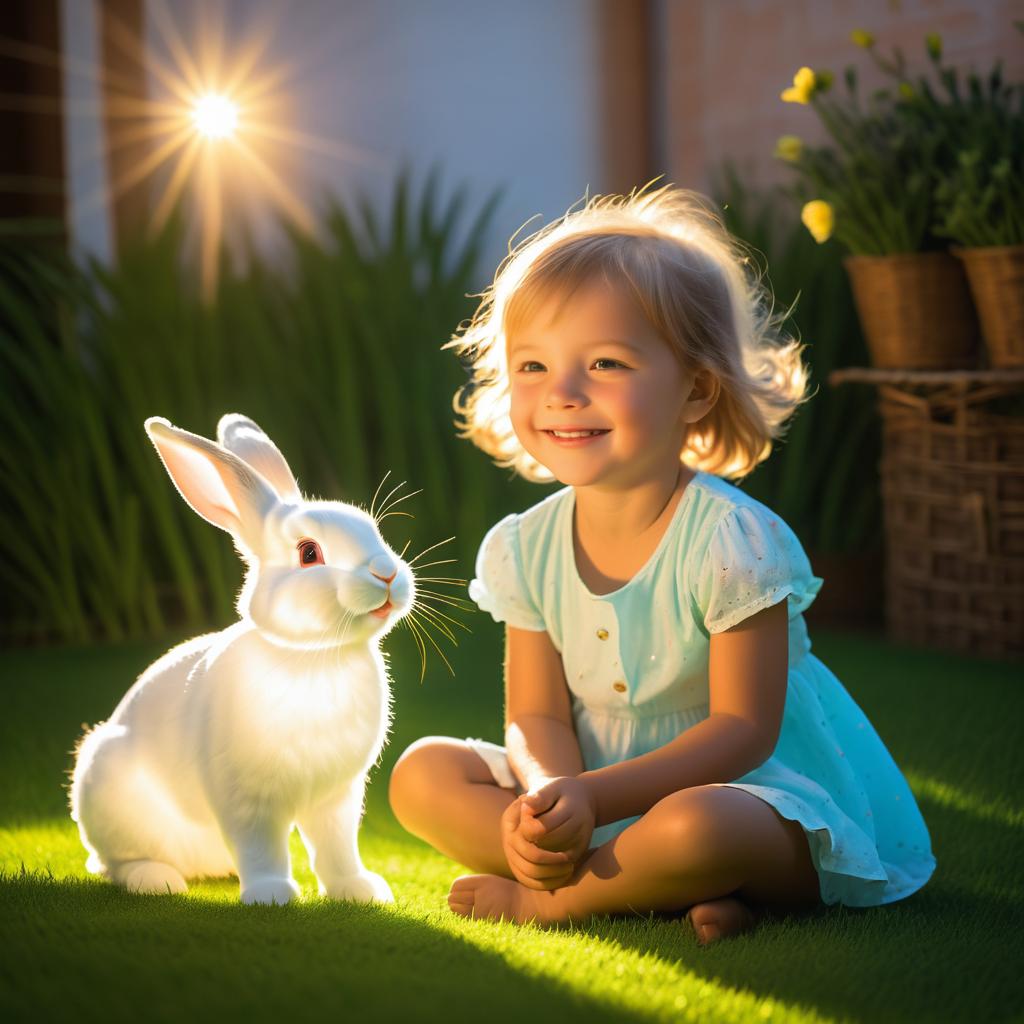 Joyful Rabbit and Child Interaction