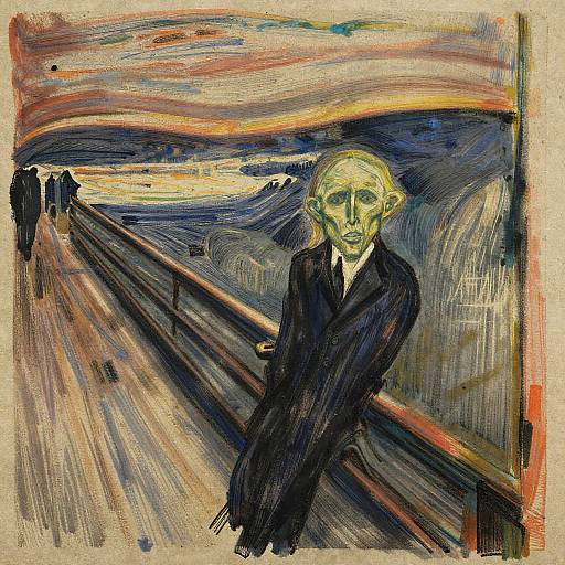 Expressionist Collage of Pensive Poet