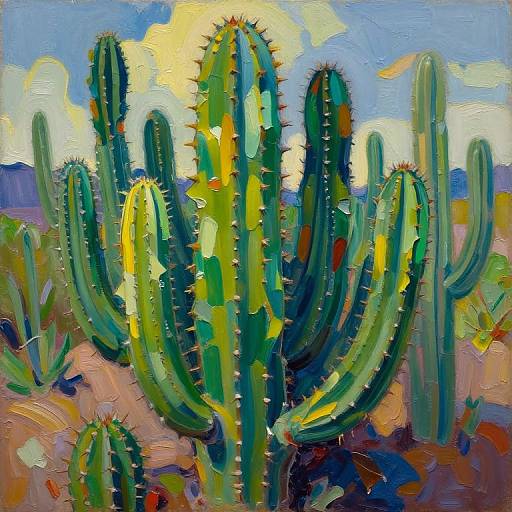 King of Cactus Plants Oil Painting