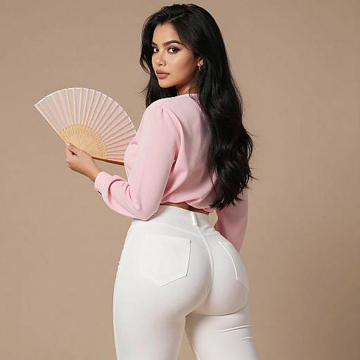 Confident Woman Holding Fan