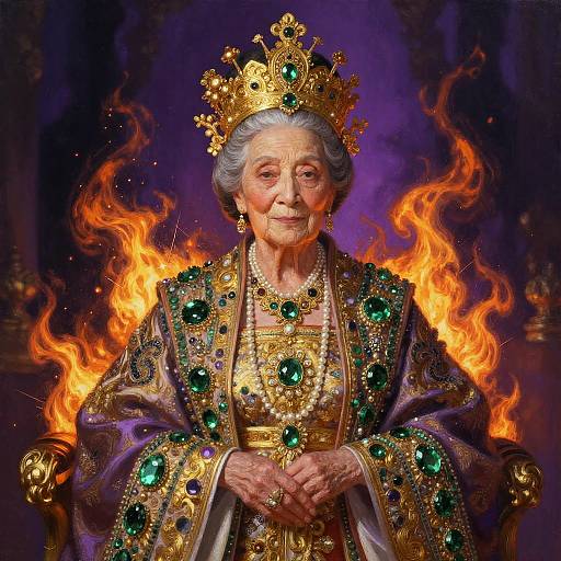 Regal Elderly Empress in Ornate Silk