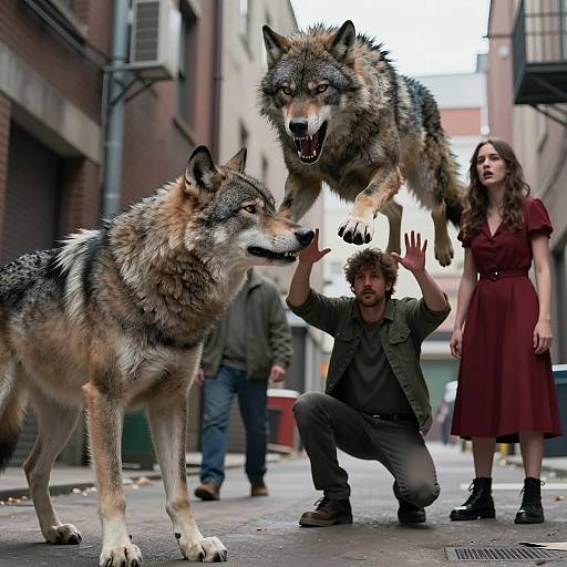 Fierce Werewolf Encounter in Urban Alley