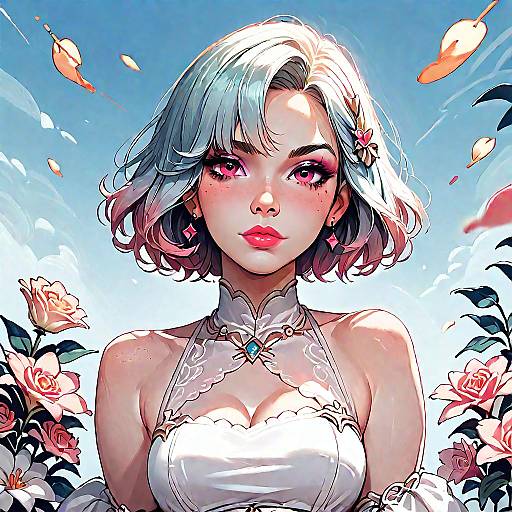 Elegant Woman in White Dress