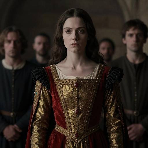 Elegant Medieval Scene with Central Woman