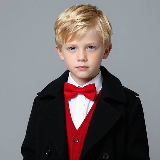Blonde Boy in Black Coat