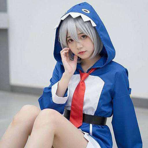 Asian Woman in Shark Cosplay