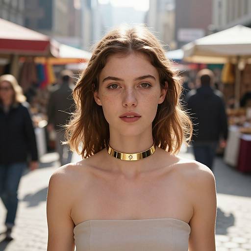 Candid Woman in Morning Market