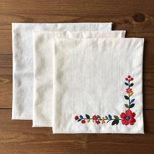 Vintage Embroidered Linen Tray Liners