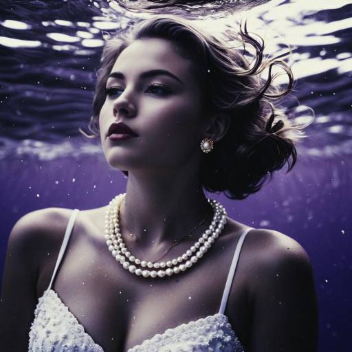 Marine-Inspired Girl with Pearl Necklace