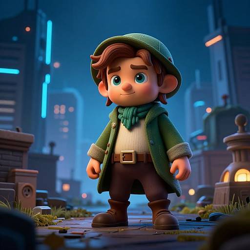 Synthwave Hobbit Smart City Pin-Up