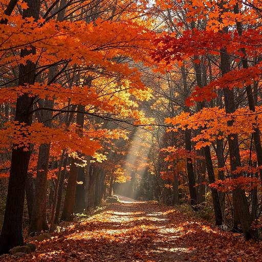 Sunlit Autumn Forest Path