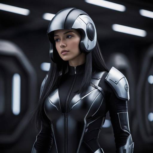 Futuristic Girl in Black Bodysuit