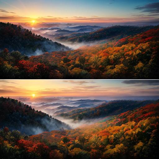 Misty Autumn Landscape with Vibrant Colors