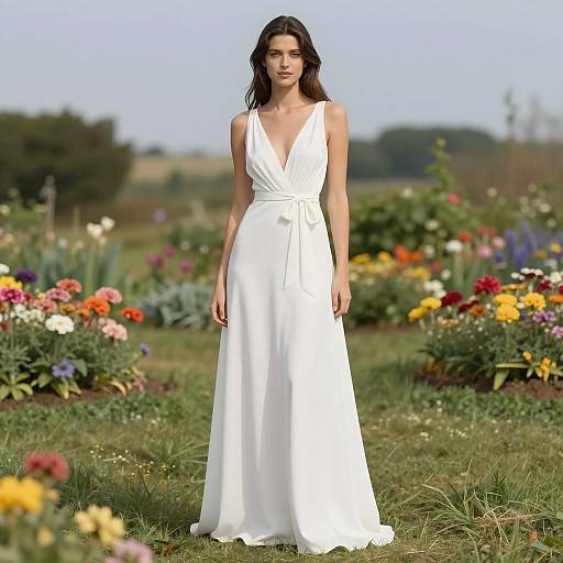 Woman in White Maxi Gown in Garden