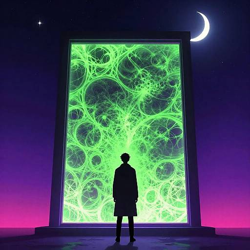 Neon Fractal Window Silhouette