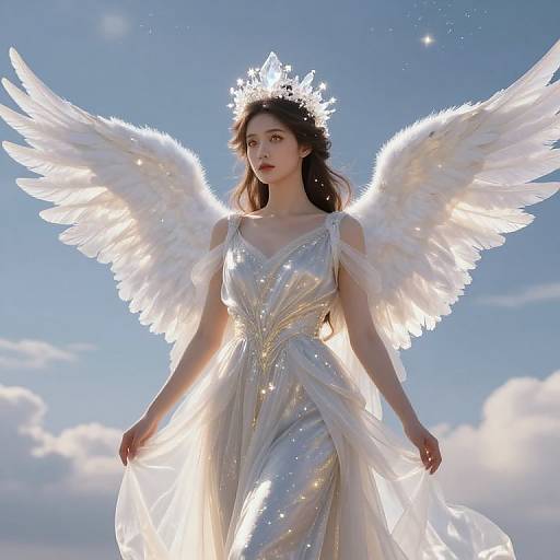 Serene Female Angel with Glowing Wings