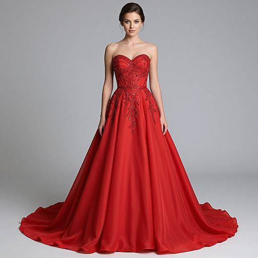 Elegant Red Beaded Sweetheart Gown