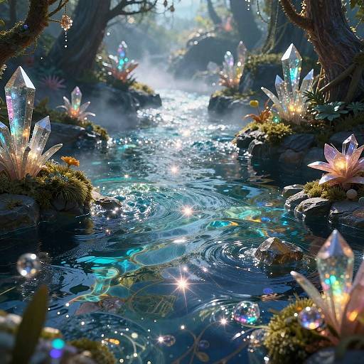 Radiant Crystal Lagoon Fantasy Scene