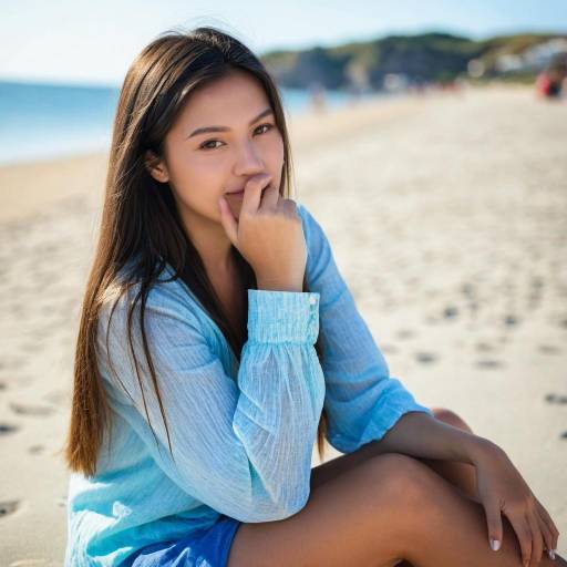 Young Woman Sitting on Beach