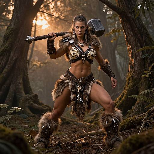 Fierce Barbarian Woman Warrior