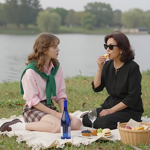 Women Picnic by Lake