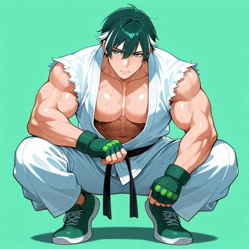 Muscular Middle-Aged Man in Green Muscular Middle-Aged Man in Green