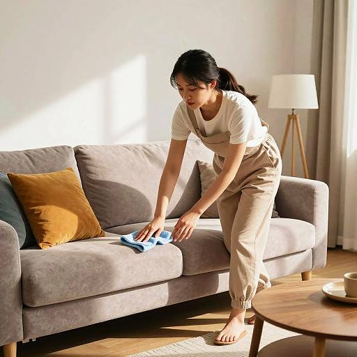 Cozy Living Room Cleaning Scene