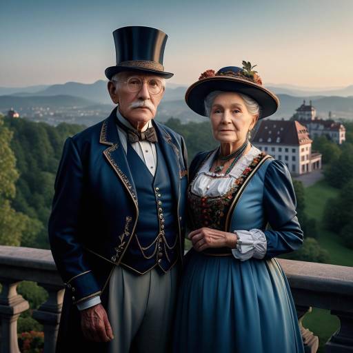 Elderly Bavarian Couple at Blue Hour Elderly Bavarian Couple at Blue Hour