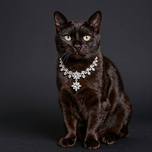 Elegant Cat Portrait with Diamond Necklace