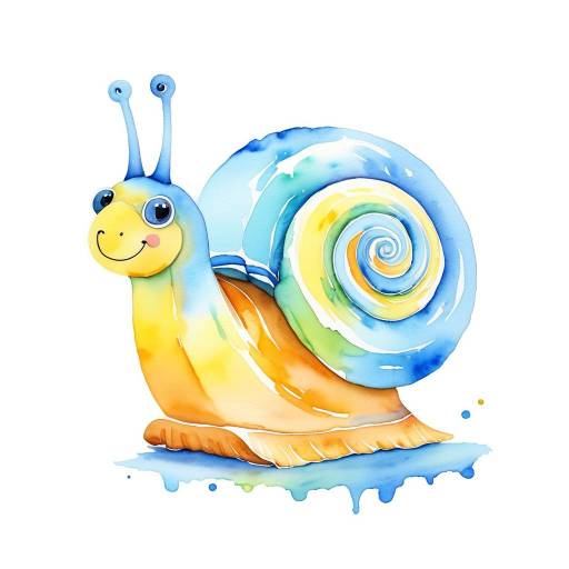 Cute Colorful Watercolor Snail Illustration