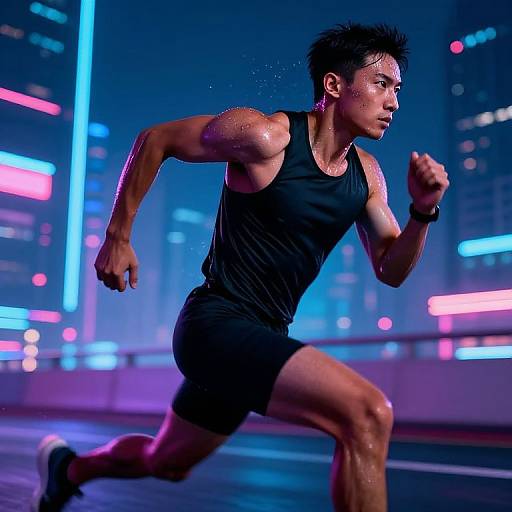 Futuristic Runner in Neon City
