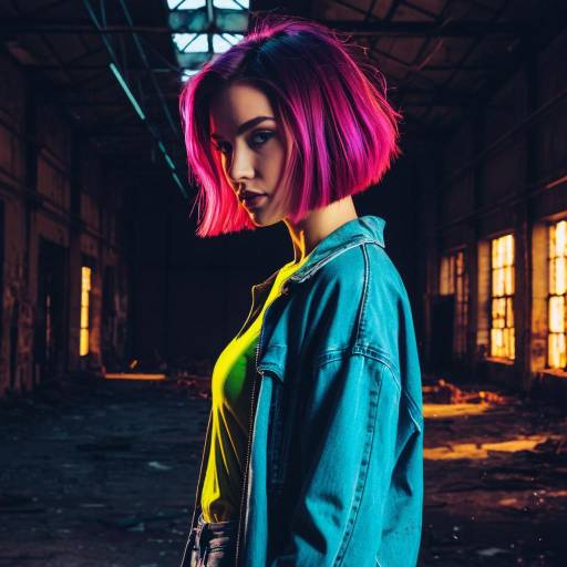 Fashion Model with Razored Bob Hairstyle in Abandoned Warehouse Fashion Model with Razored Bob Hairstyle in Abandoned Warehouse