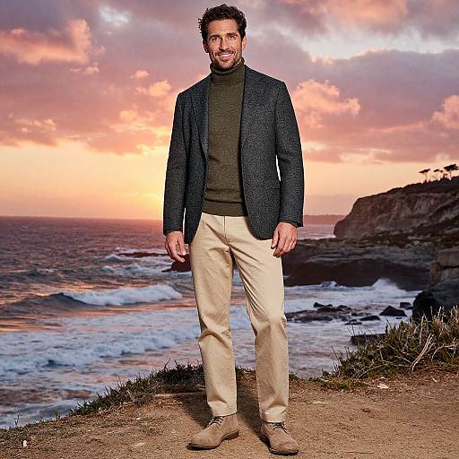 Confident Man in Coastal Sunset Attire