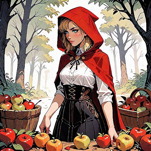 Red Hood in Forest Cabin Scene