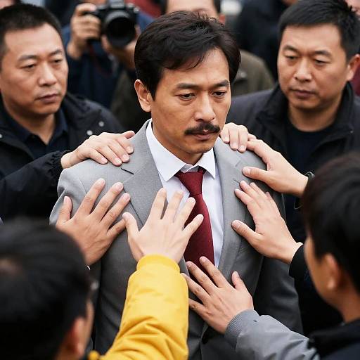 Dynamic Scene with Central Figure Surrounded