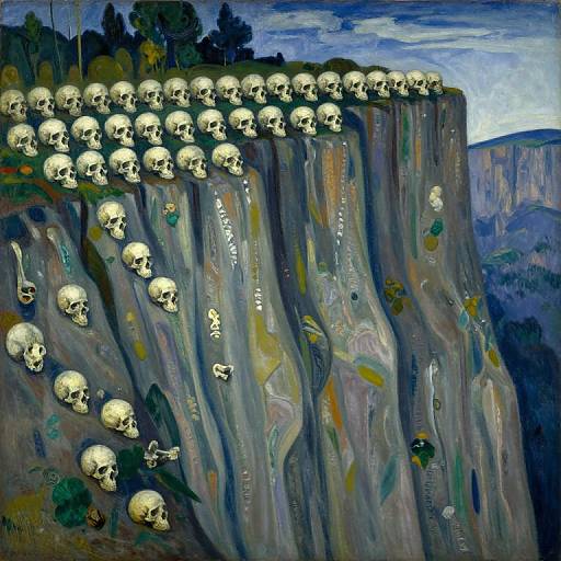 Neo-Impressionism Skull Cliff Scene