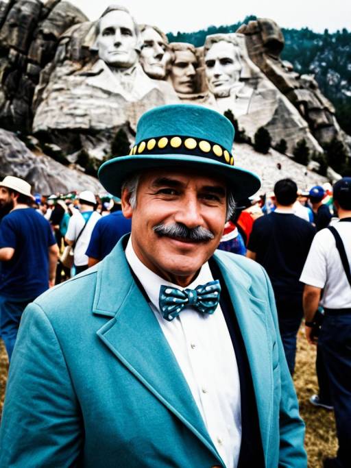 Man in Mount Rushmore Costume at Outdoor Festival